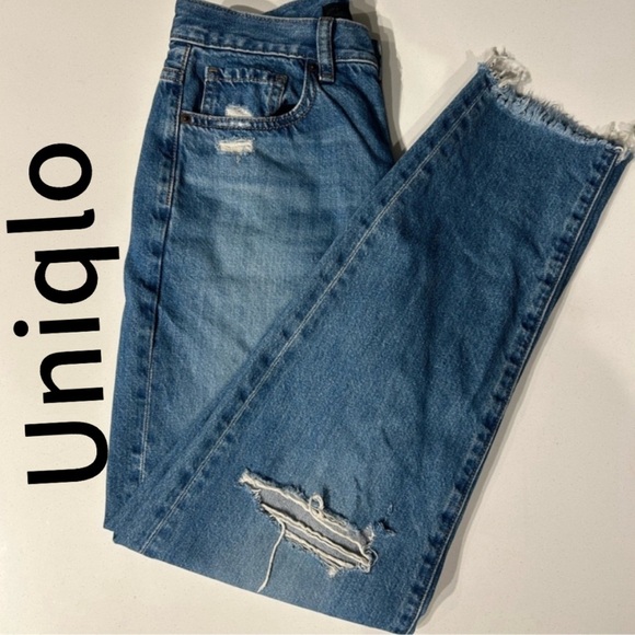Uniqlo Women’s Blue Distressed Jeans - Picture 3 of 6